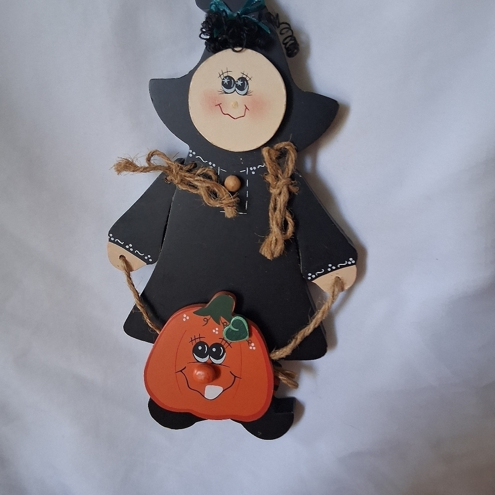 Halloween Witch and Pumpkin Decor Handmade And Vintage